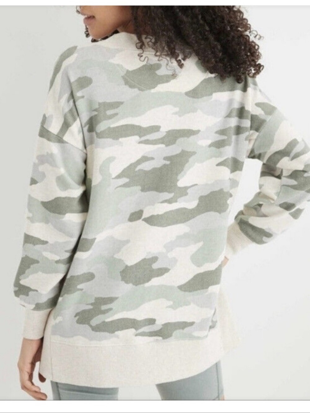 Aerie Camo Oversized Sweatshirt Crew Neck Long Sleeve Cotton Blend
